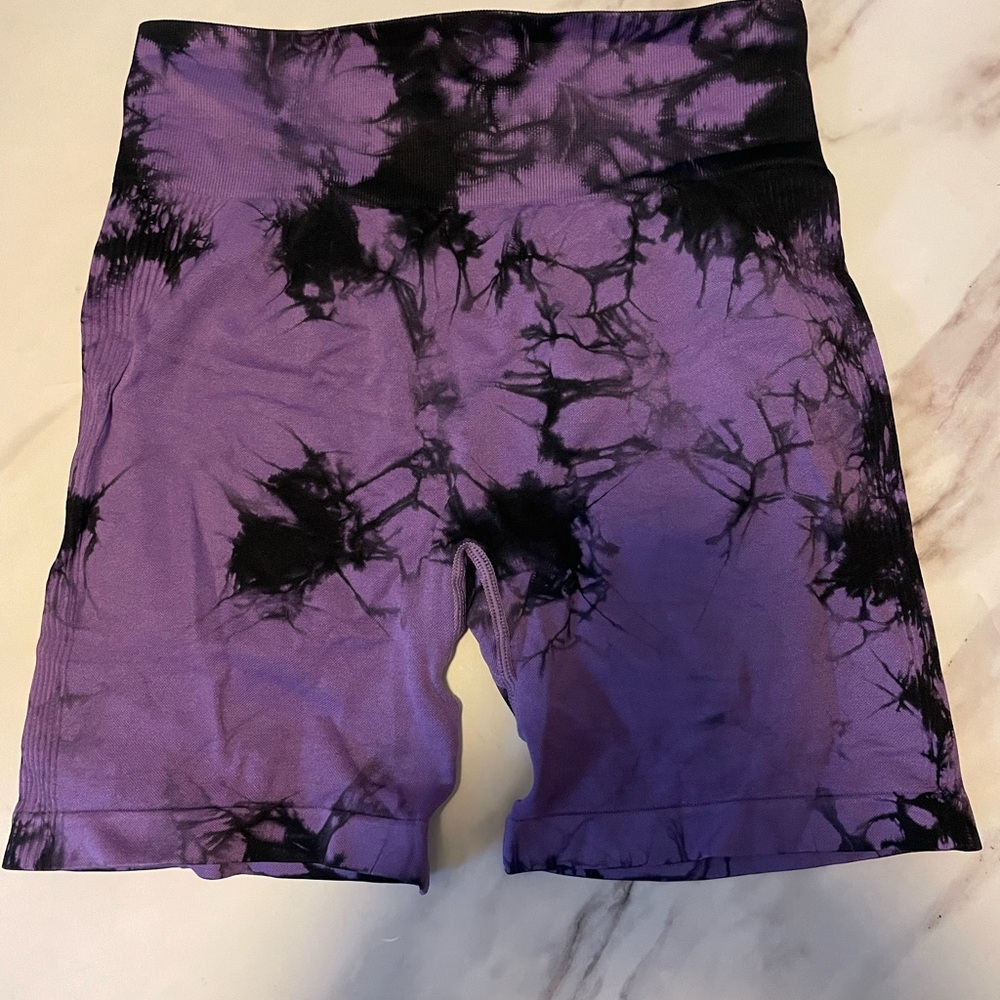 Purple Tie-Dye Athletic Shorts